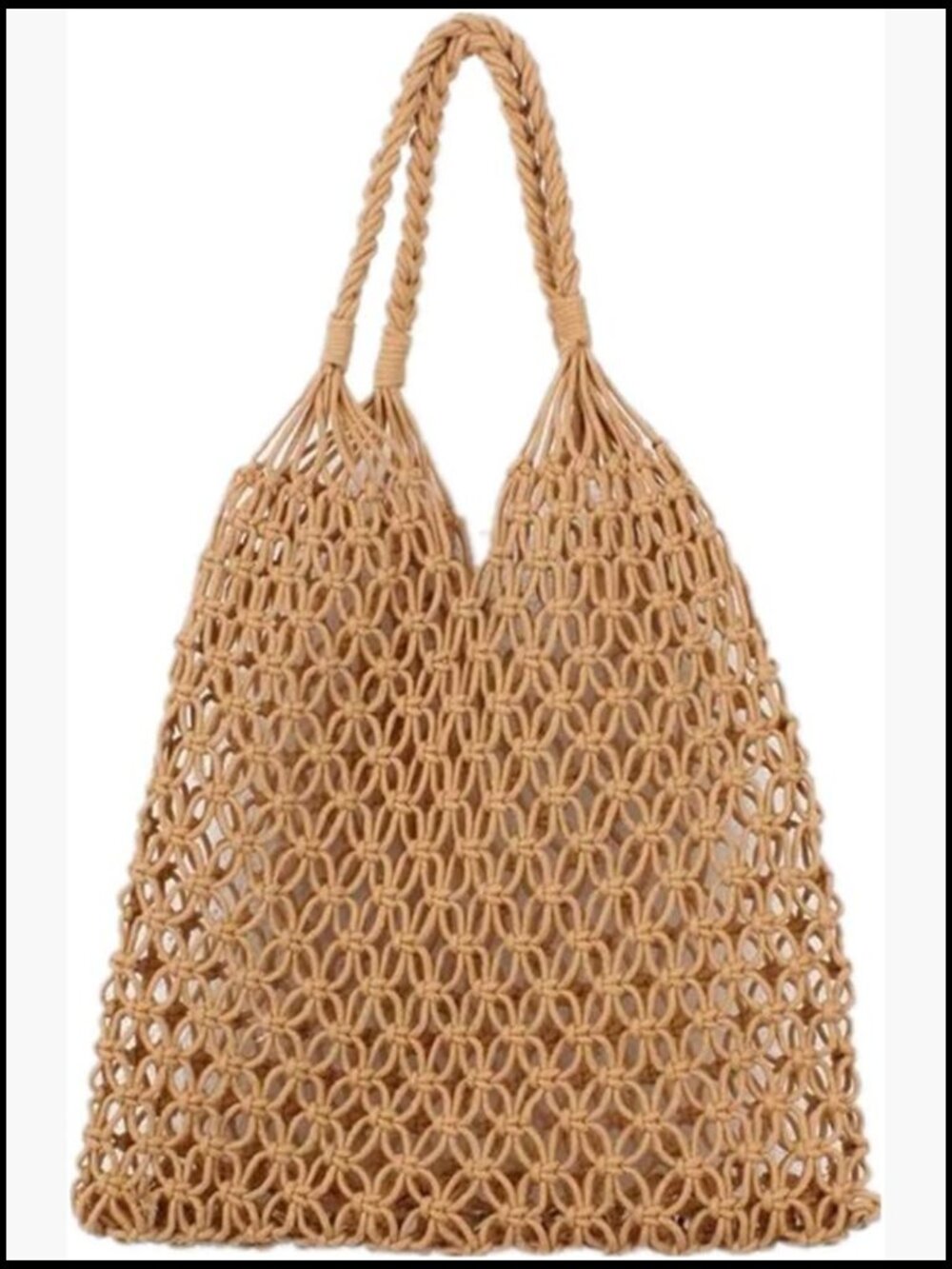 Woven Cotton Rope Shoulder Bag Tote Beach Fishing Net Hollow Design Summer